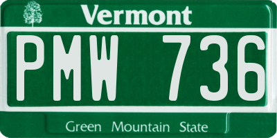 VT license plate PMW736