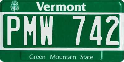 VT license plate PMW742