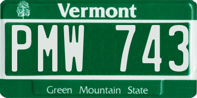 VT license plate PMW743