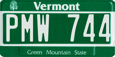 VT license plate PMW744