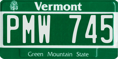 VT license plate PMW745