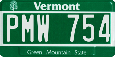 VT license plate PMW754