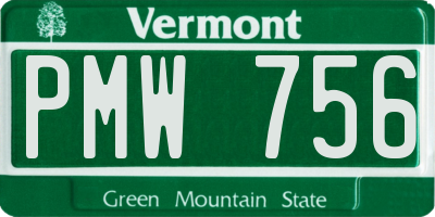VT license plate PMW756