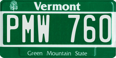 VT license plate PMW760