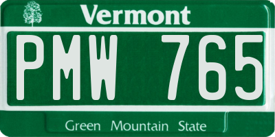 VT license plate PMW765