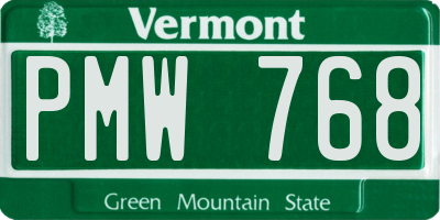VT license plate PMW768