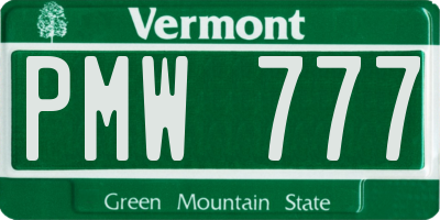 VT license plate PMW777