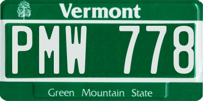 VT license plate PMW778