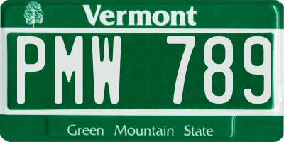 VT license plate PMW789