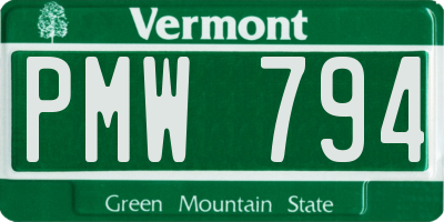 VT license plate PMW794