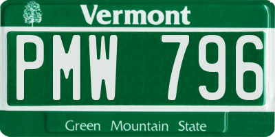 VT license plate PMW796