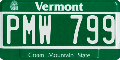VT license plate PMW799