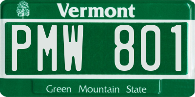 VT license plate PMW801
