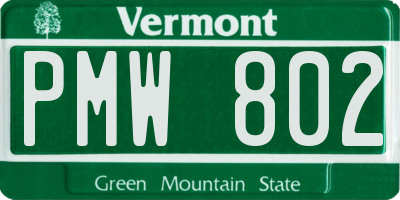 VT license plate PMW802