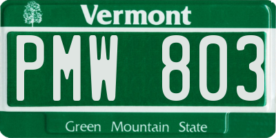 VT license plate PMW803