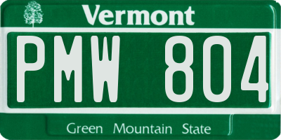 VT license plate PMW804