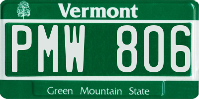 VT license plate PMW806