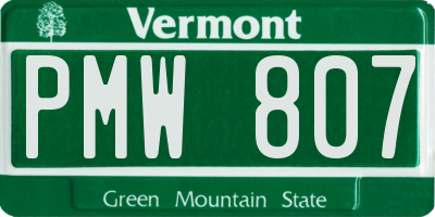 VT license plate PMW807