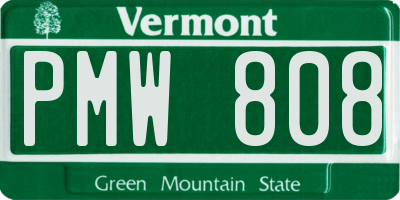 VT license plate PMW808