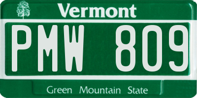 VT license plate PMW809