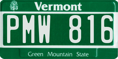 VT license plate PMW816