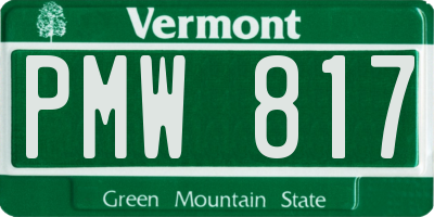 VT license plate PMW817