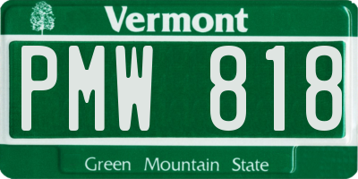 VT license plate PMW818