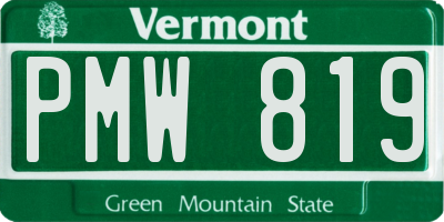 VT license plate PMW819