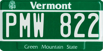 VT license plate PMW822