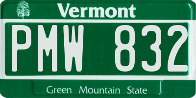 VT license plate PMW832