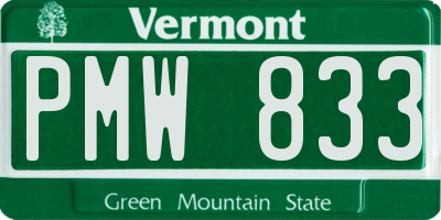 VT license plate PMW833