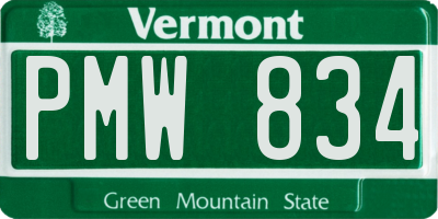 VT license plate PMW834