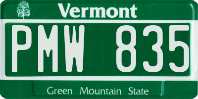 VT license plate PMW835