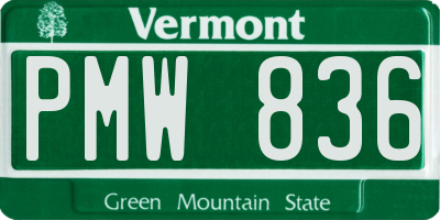 VT license plate PMW836