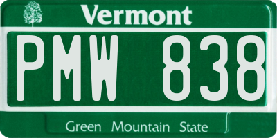 VT license plate PMW838