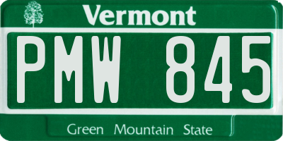 VT license plate PMW845