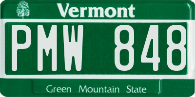VT license plate PMW848