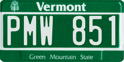 VT license plate PMW851