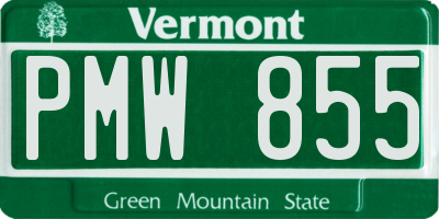 VT license plate PMW855