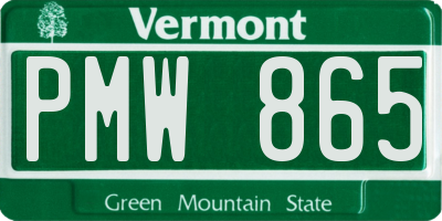 VT license plate PMW865