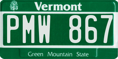 VT license plate PMW867