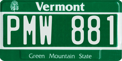 VT license plate PMW881