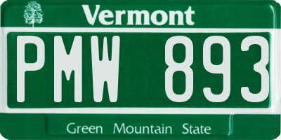 VT license plate PMW893