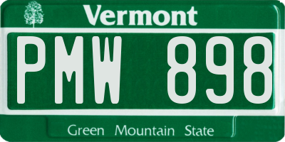 VT license plate PMW898