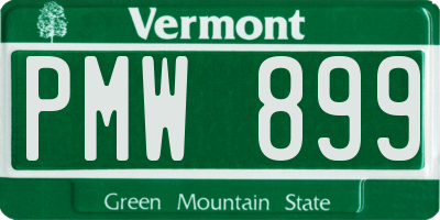 VT license plate PMW899