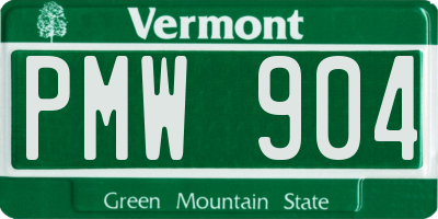 VT license plate PMW904