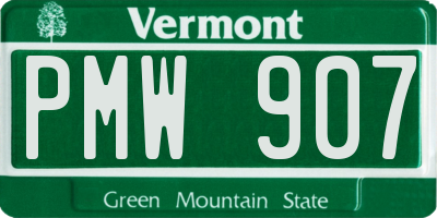 VT license plate PMW907