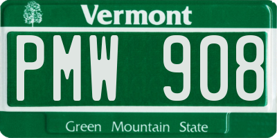 VT license plate PMW908