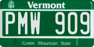 VT license plate PMW909