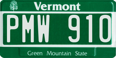 VT license plate PMW910